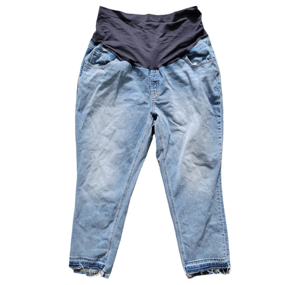 Old Navy Maternity Full Panel Cropped Step Hem Boyfriend Straight Jeans 20 Long - Picture 1 of 6
